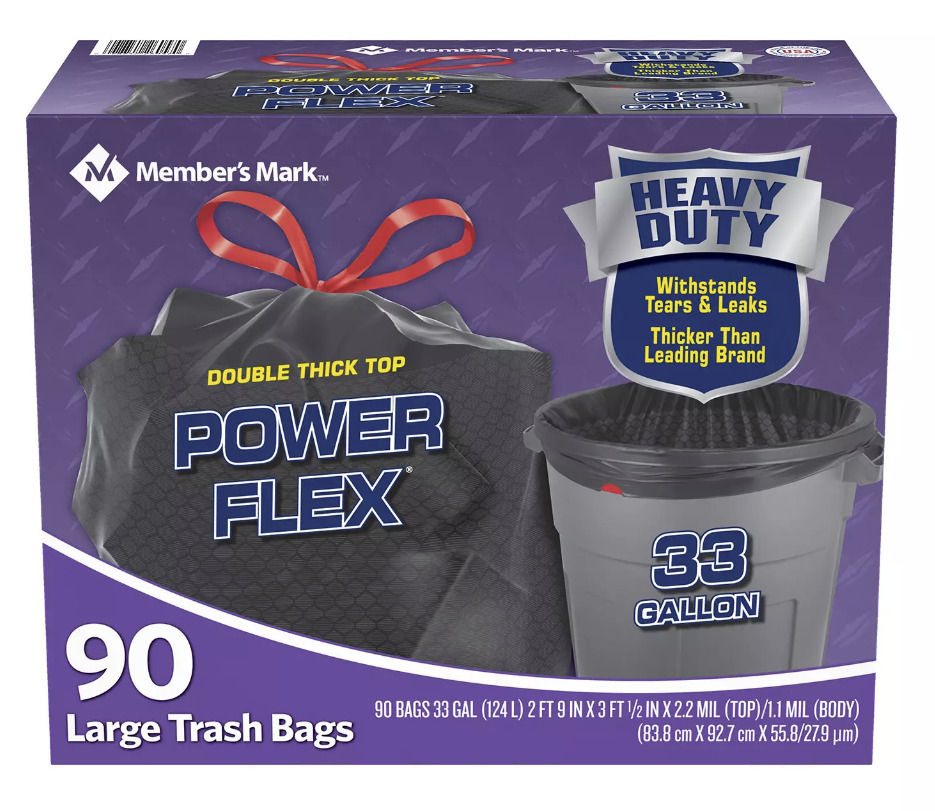 (3x 90ct. Box) Member's Mark 33-gallon Drawstring Large Trash Bags