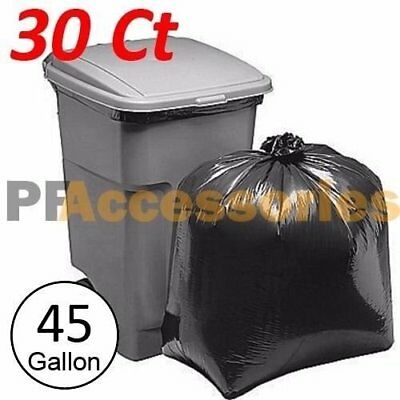 30 Pcs Heavy Duty 45 Gallon Extra Large Commercial Trash Bag Garbage Yard Black