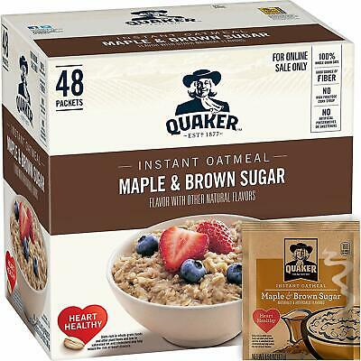 Quaker Instant Oatmeal Maple Brown Sugar, Breakfast Cereal, 48 Packets
