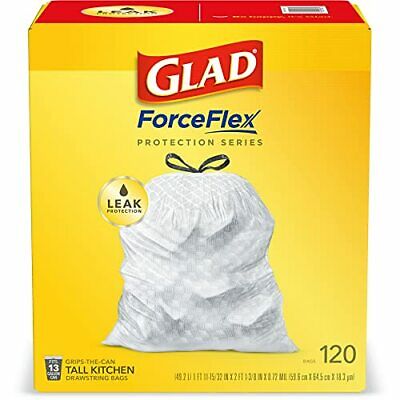 Glad Forceflex Protection Series Tall Kitchen Drawstring Trash Bags, 13 Gal,