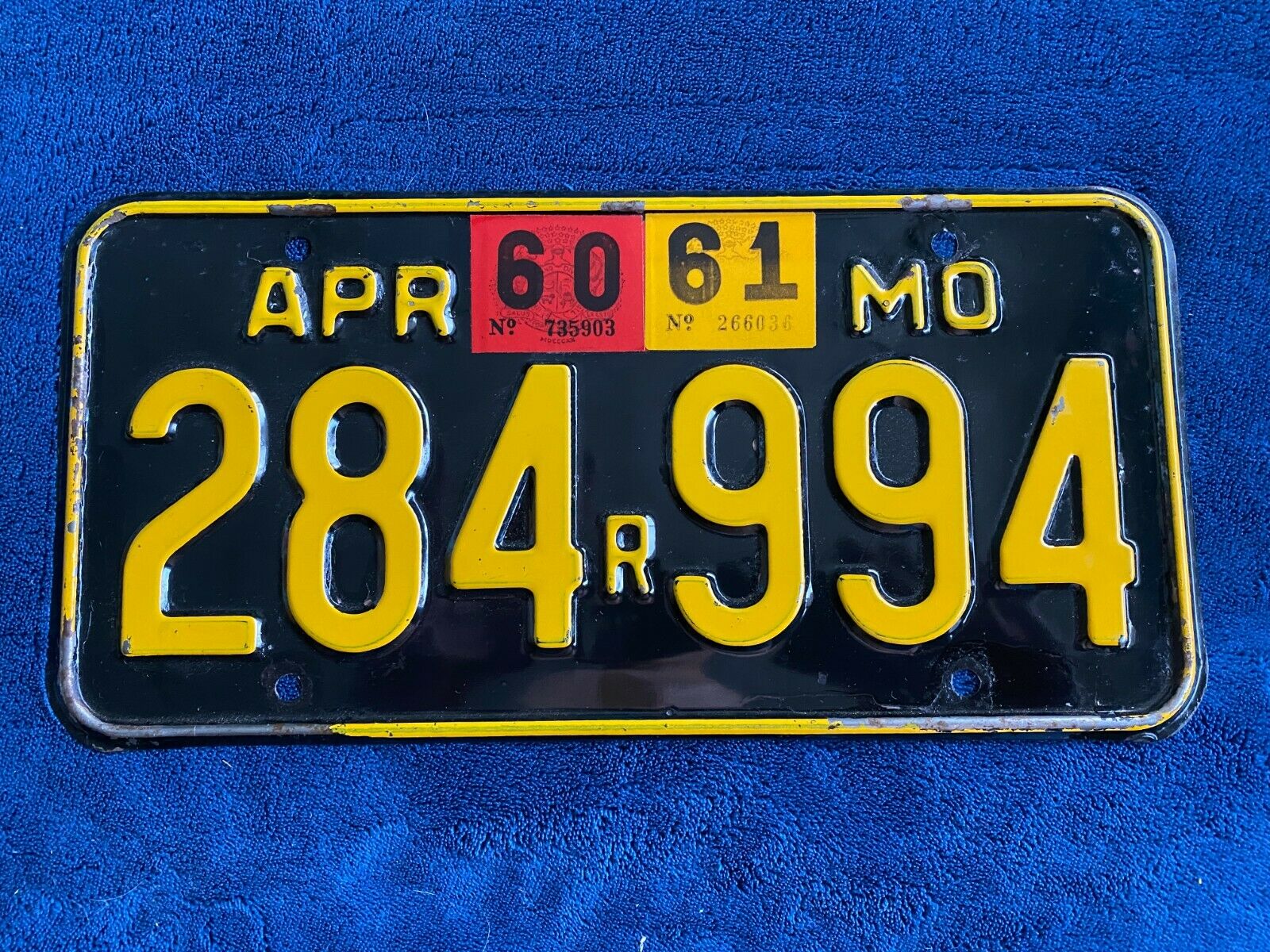 1960 1961 Missouri Replacement License Plate 284 994