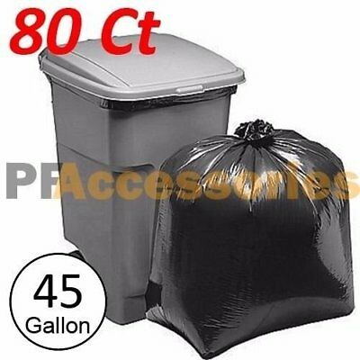 80 Pcs Heavy Duty 45 Gallon Extra Large Commercial Trash Bag Garbage Yard Black