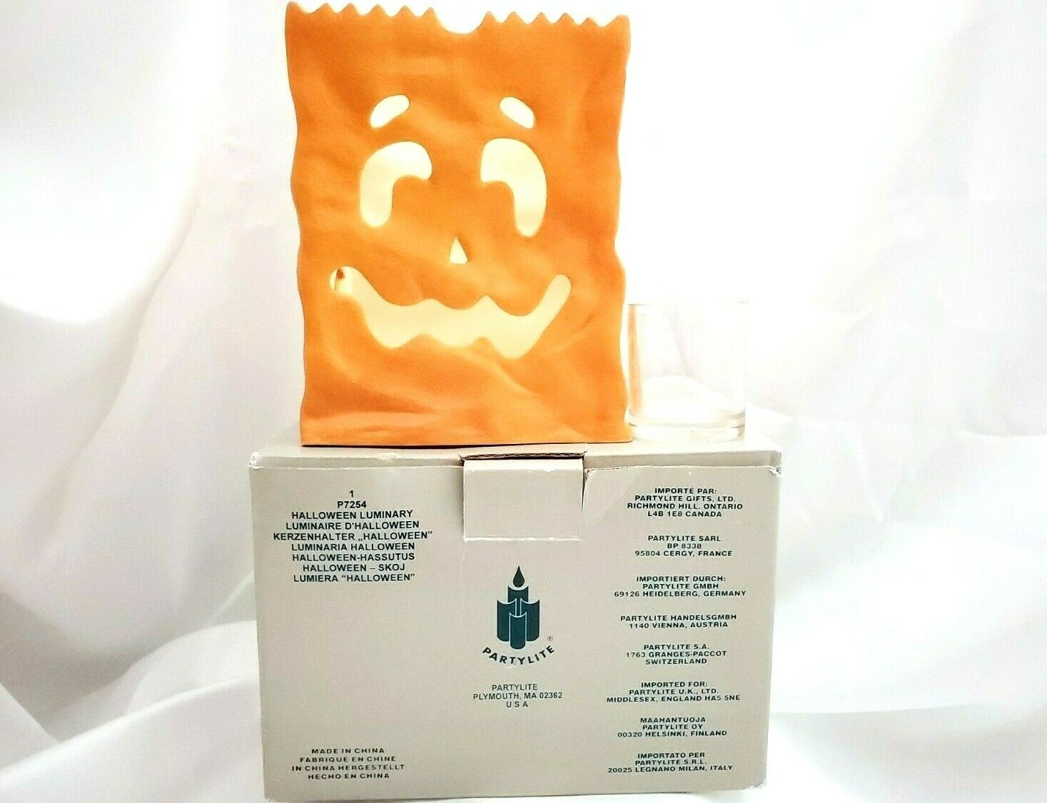 Partylite Halloween Jack'o Lantern Bag Tealight/votive Luminary W/box Free Ship