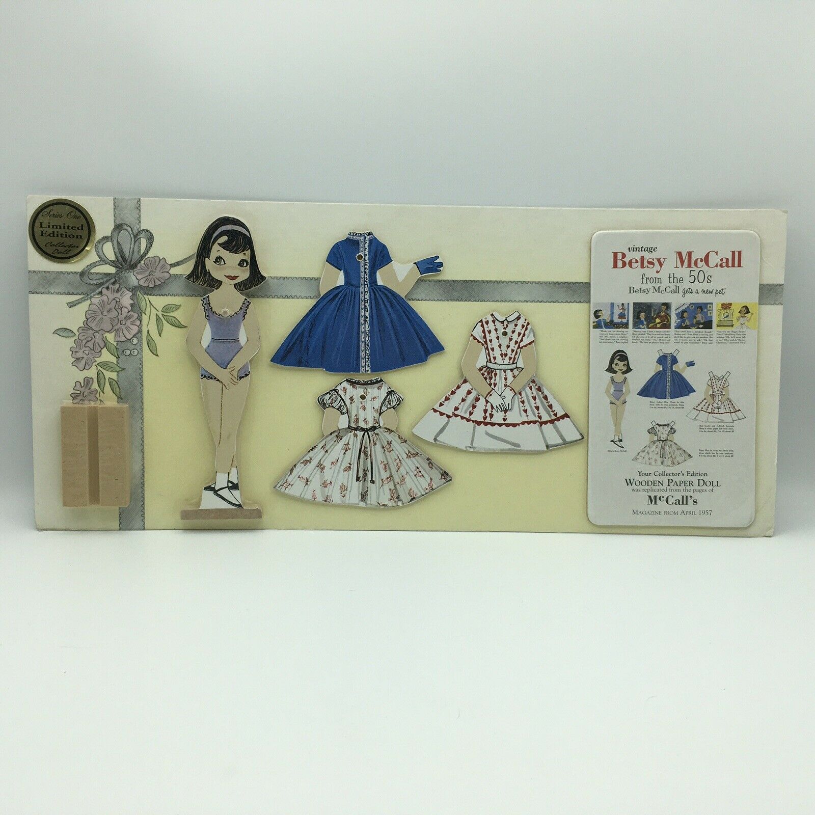 Vintage Betsy Mccall 1950s Wooden Paper Doll New In Package