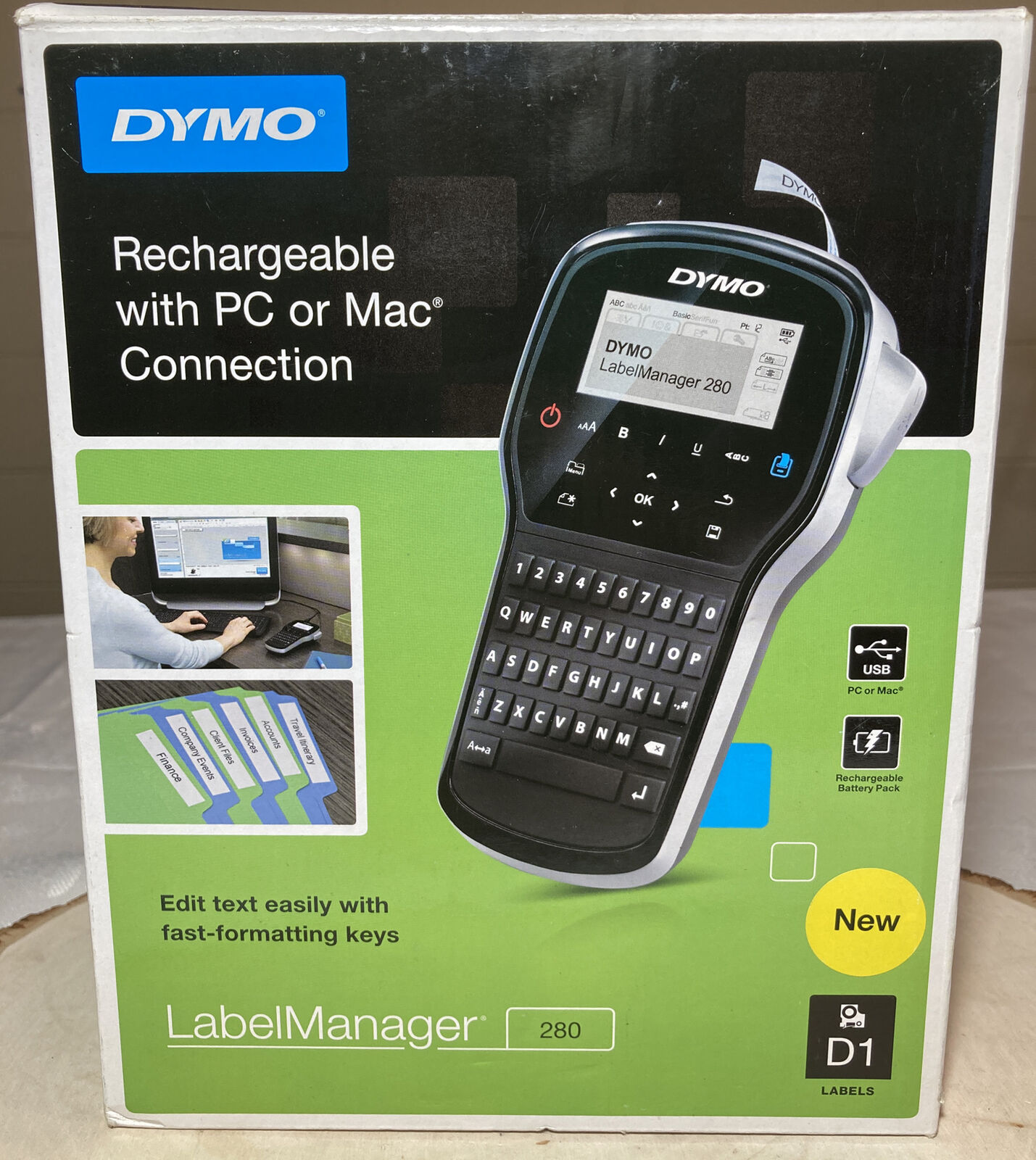 Dymo Label Manager 280 - Rechargeable Usb Handheld Labeler - New! - Open Box