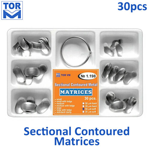 Sectional Contoured Dental Metal Matrix Kit - 30 Pcs