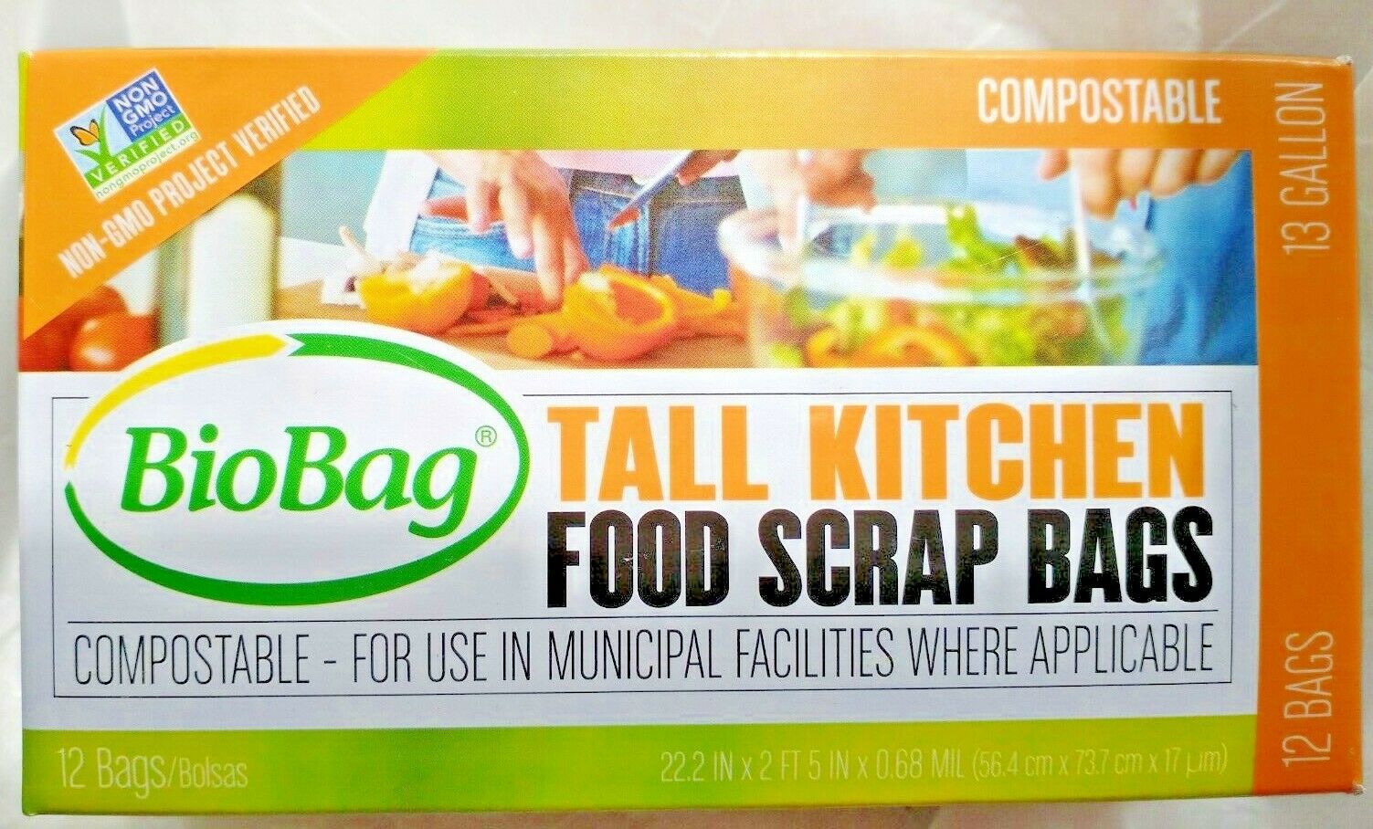 Bio Bag Tall 13 Gallon Food Scrap Bags~ Certified Home Composting~ 3 Box Lot