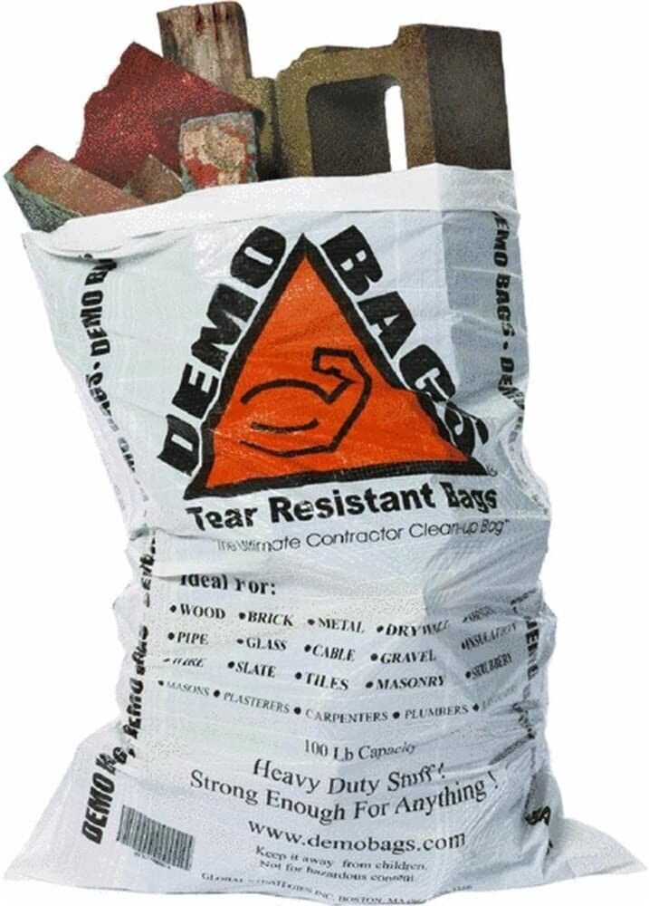New - 5 Tear Resistant Contractor Bags For Demo Work - Reusable - 7 Mil - 110lbs