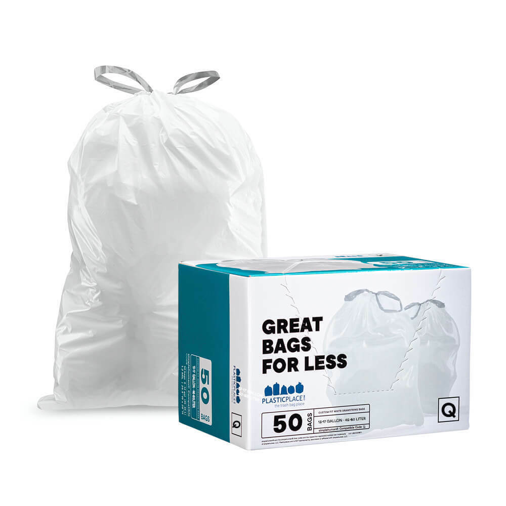 Plasticplace Custom Fit Trash Bags │ Simplehuman®*code Q Compatible (50 Count)