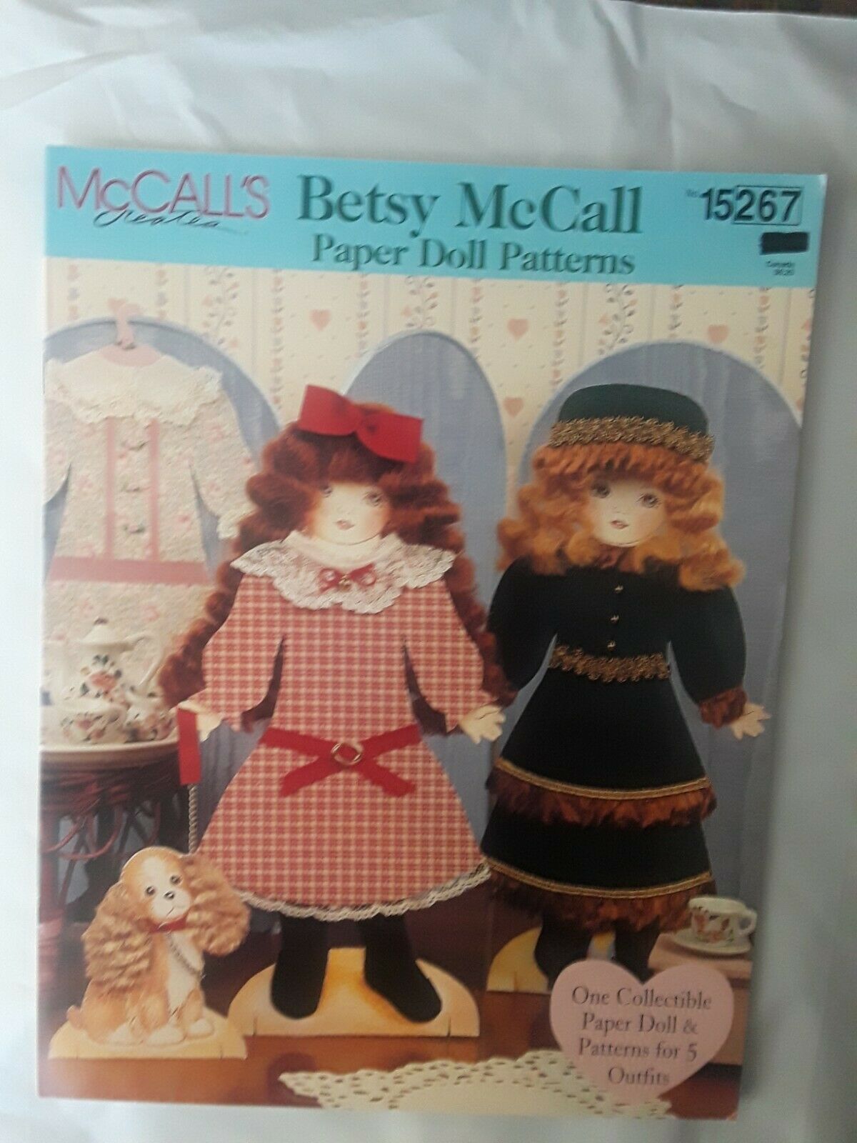 Vintage Betsy Mccall 9" Paper Doll & Puppy 1995 Uncolored Uncut #15267