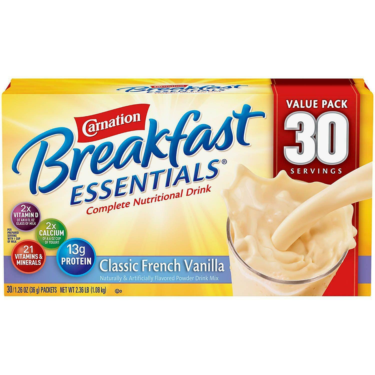 Carnation Breakfast Essentials Nutritional Drink - Vanilla(30 Ct.)