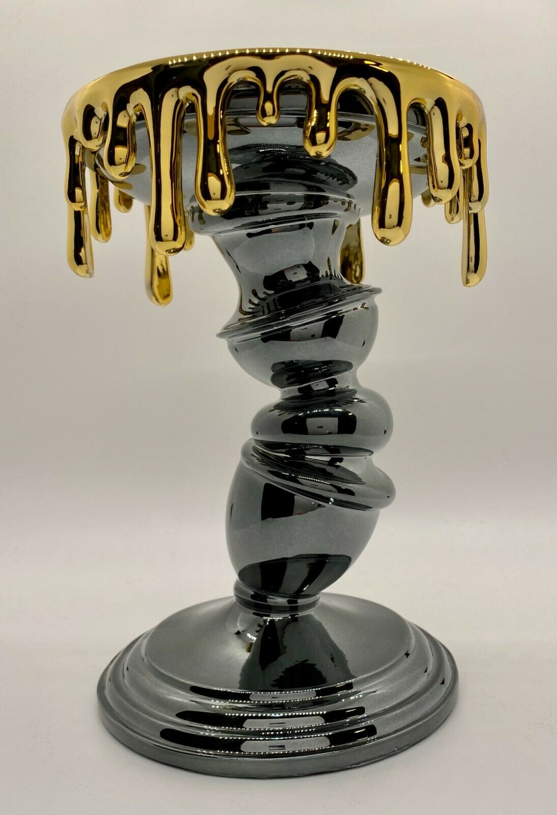 Bath & Body Works Gold Drip Tilted Pedestal Halloween Wonky Candle Holder New