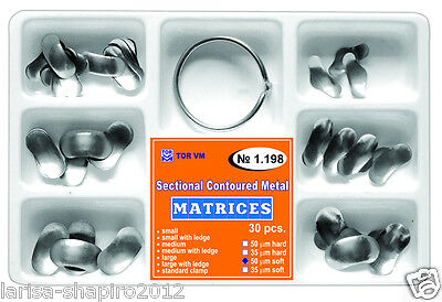 Dental Kit Of Sectional Contoured Metal Matrices 30 Pcs