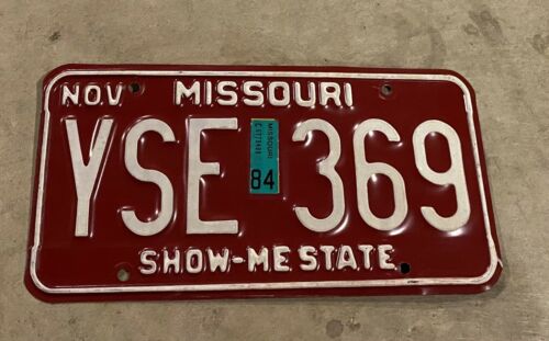 1984 84 Missouri Mo License Plate Tag #yse 369 Natural Sticker