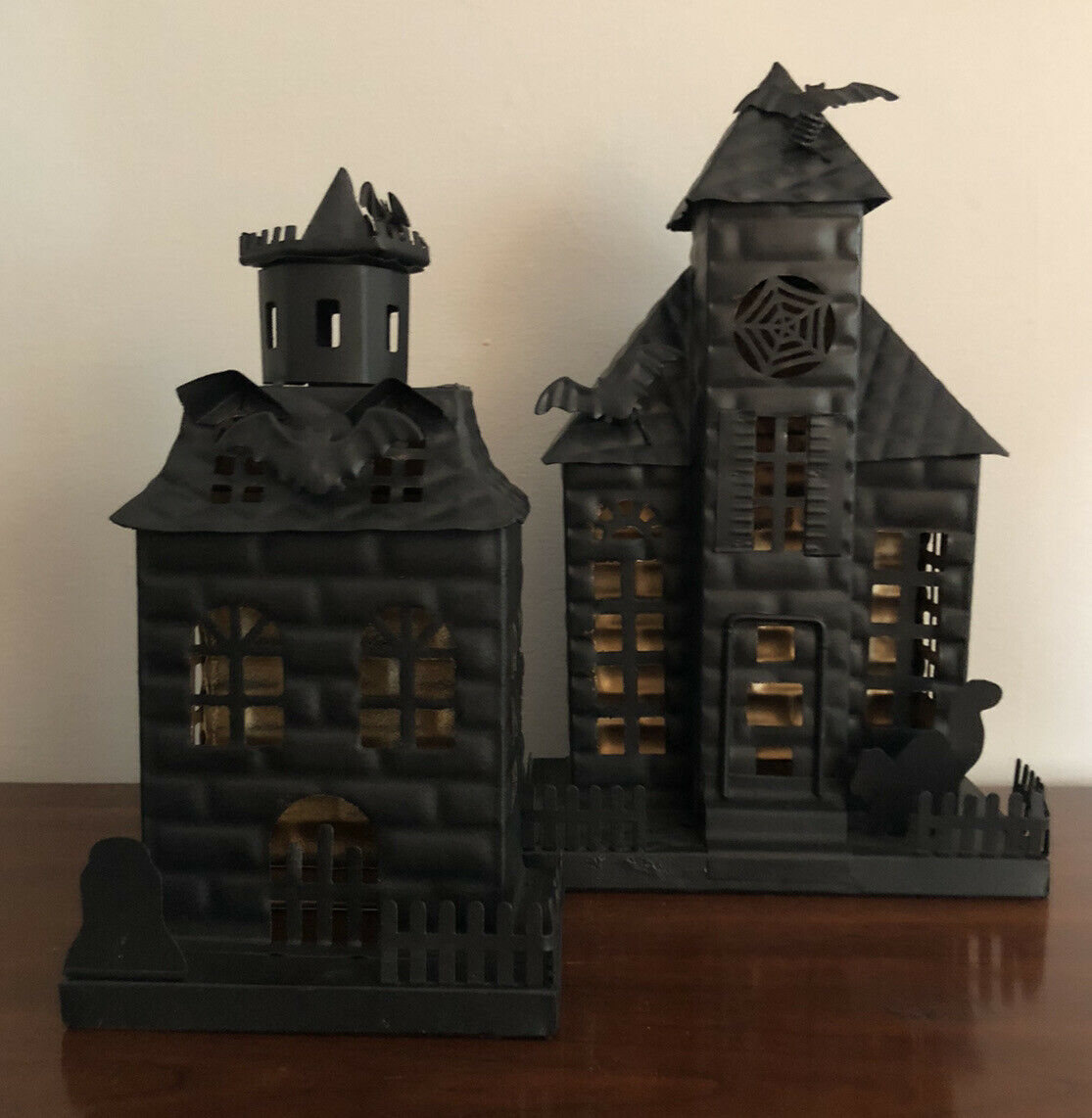 Nib Pottery Barn Haunted House Set Halloween Small Medium Iron Votive