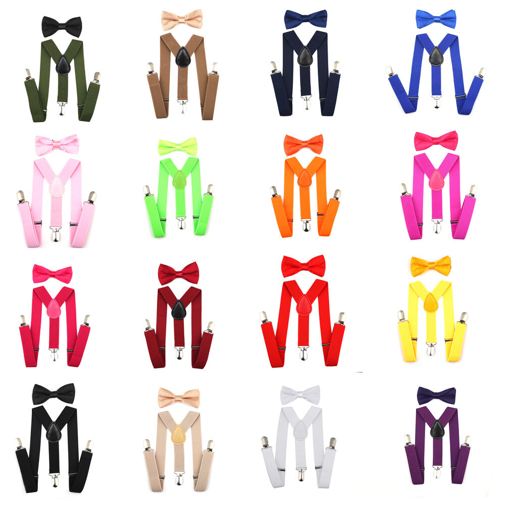 Suspender And Bow Tie Matching Set Tuxedo Wedding Suit Party For Baby Boy Kids
