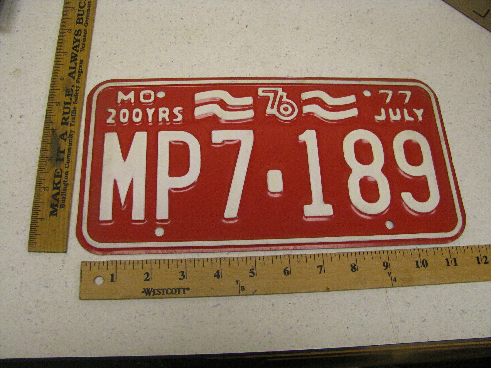 1976 76 1977 77 Missouri Mo License Plate Tag - #mp7-189 Mp 7189 Near Mint