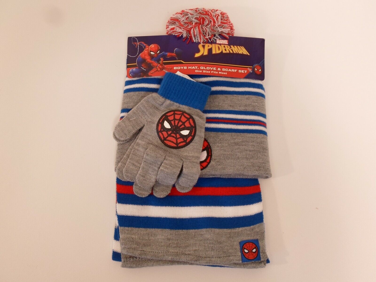 New Boys Spiderman Hat Glove & Scarf Set