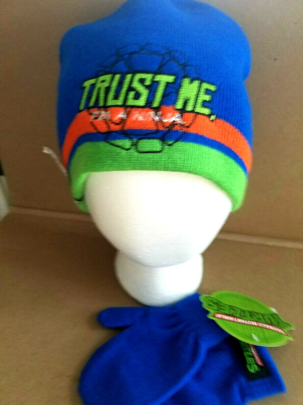 Nickelodeon Ninja Turtles Child/boys Beanie Reversible Hat & Mittens (osfm)