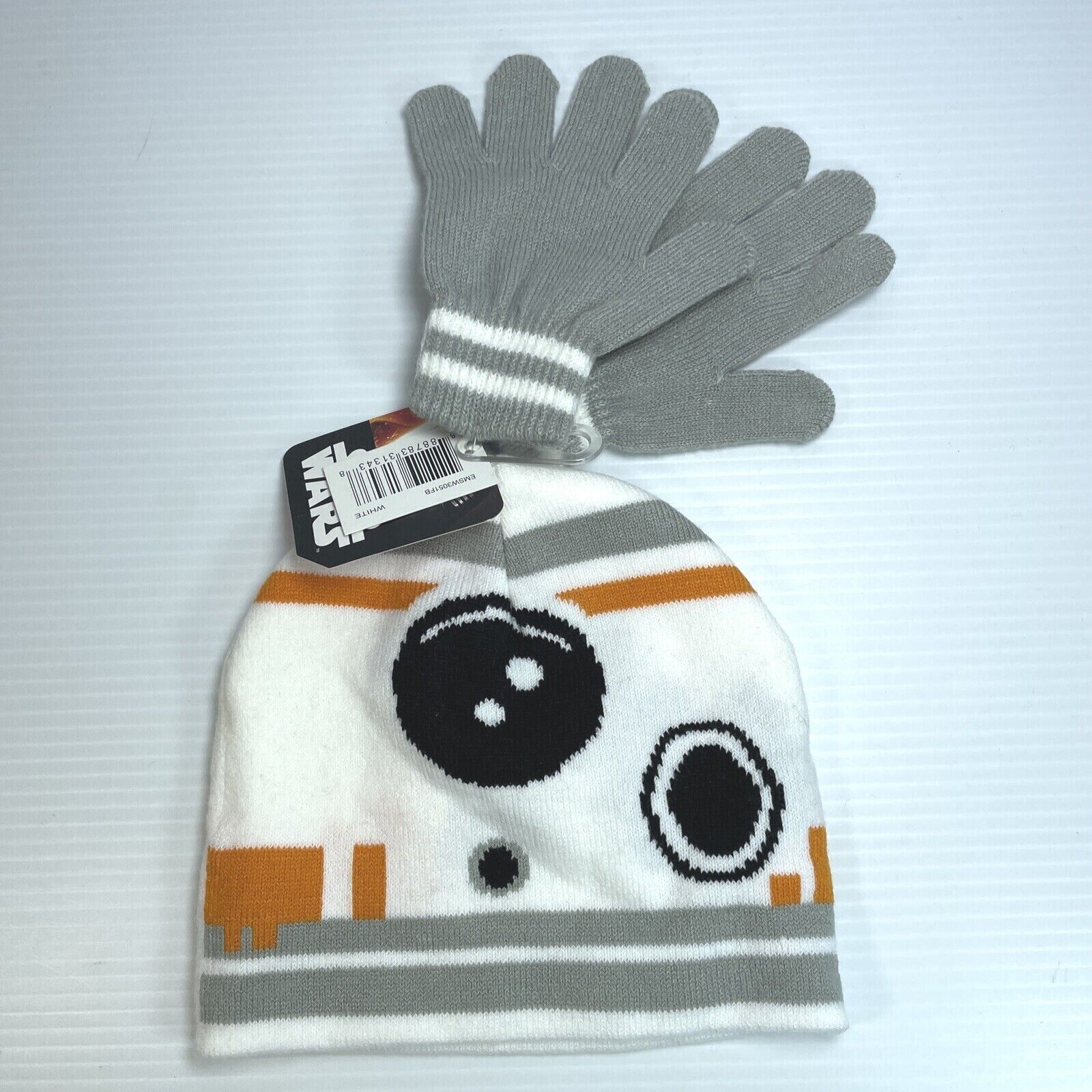 Kids Officially Licensed Disney Star Wars Bb8  Knit Hat And Gloves Set Gray New