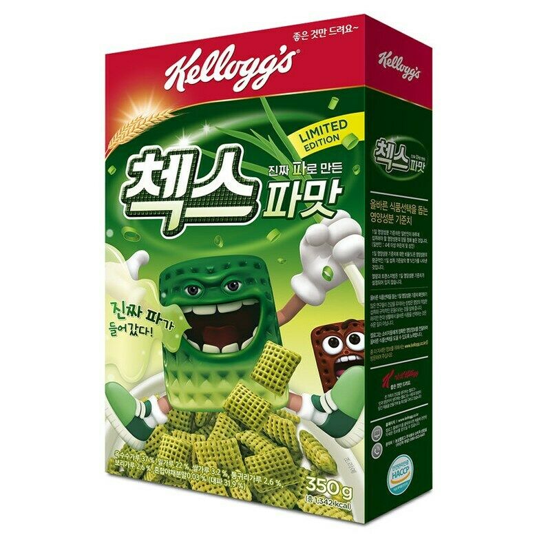 Kellogg's Cereal Scallion Chex Checks Spring Green Onion Parmat Mukbang
