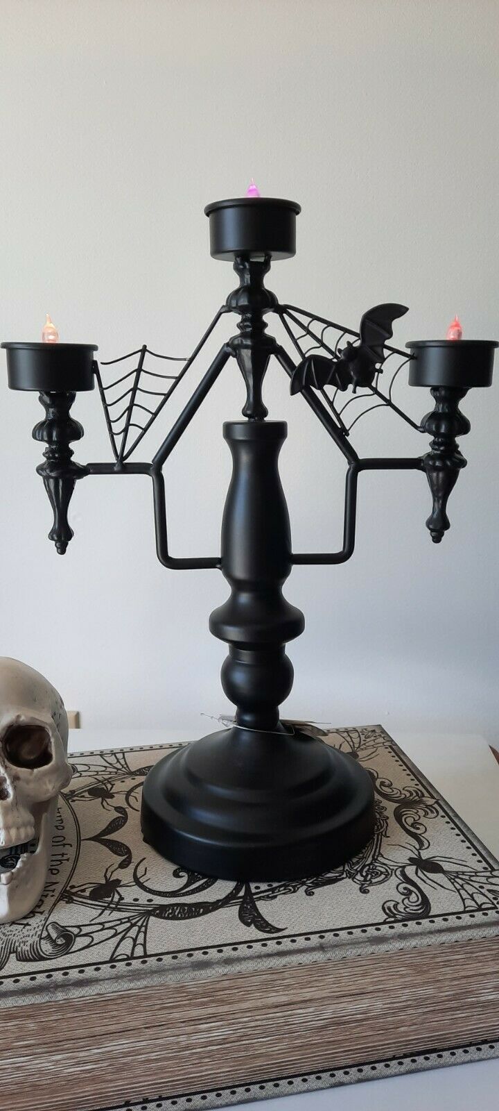 Black Iron Torch Gothic Dungeon Halloween Candle Holder Stand Candelabra New