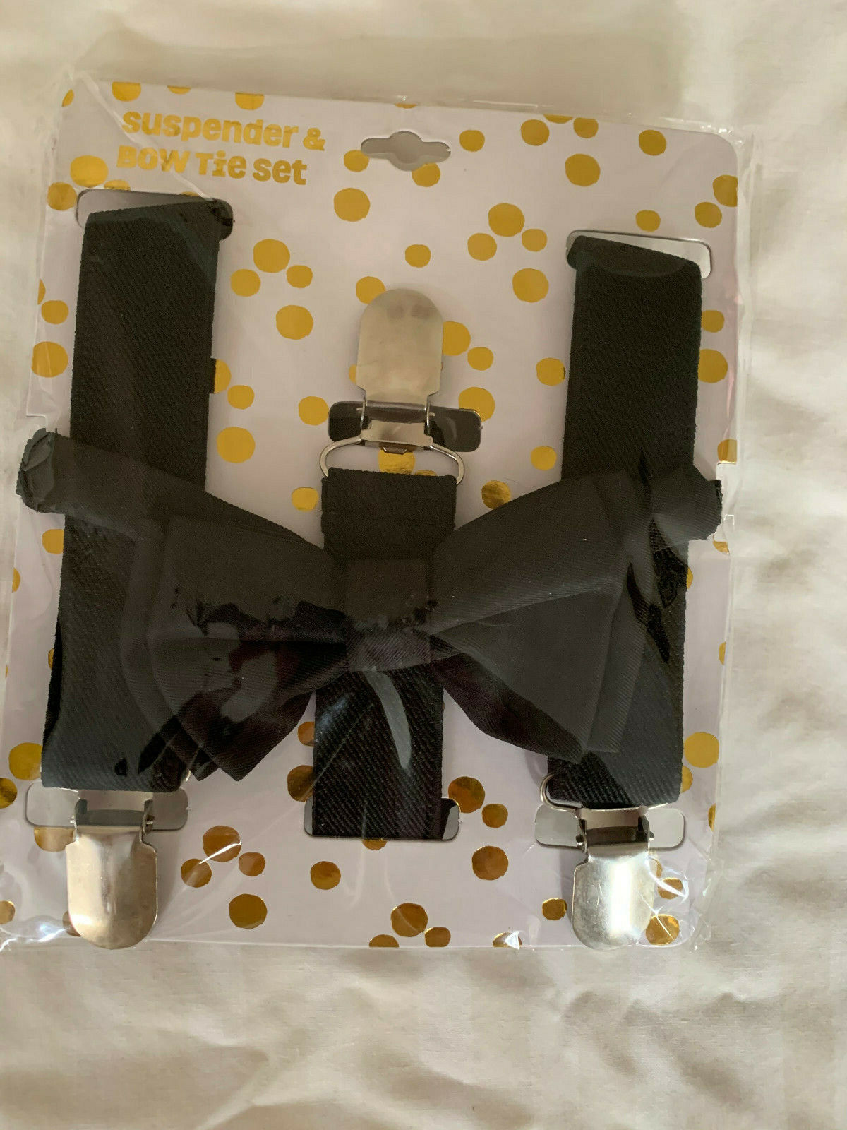 Boys Suspender & Bow Tie Set New Nwt  Black  Ages 2 - 6 Years